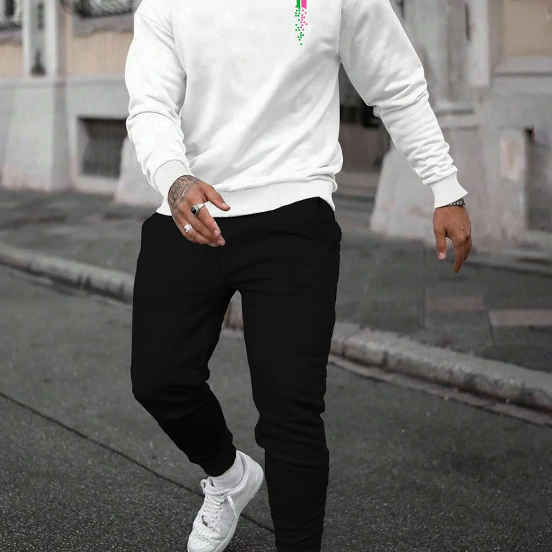 2026Design New Printed Sweatshirt Men Two Pieces Long Pants Set Spring and Autumn Winter Warm Suit Jogger - View 3 | SAMAG