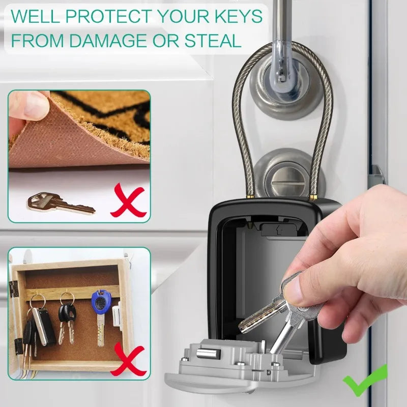 Key Lock Box 4 Digit Combination Safe Waterproof Storage with Removable Chain Security Anti - theft - View 3 | SAMAG