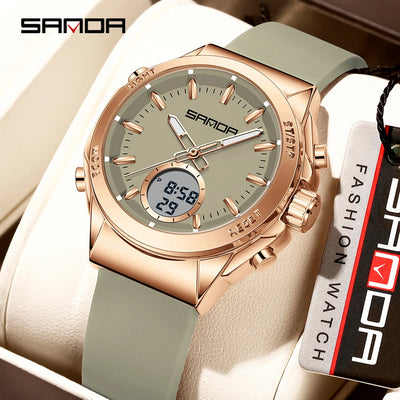 SANDA New 9103 Women's Watch Three Pin Electronic Screen Night Light Waterproof Multi functional | SAMAG