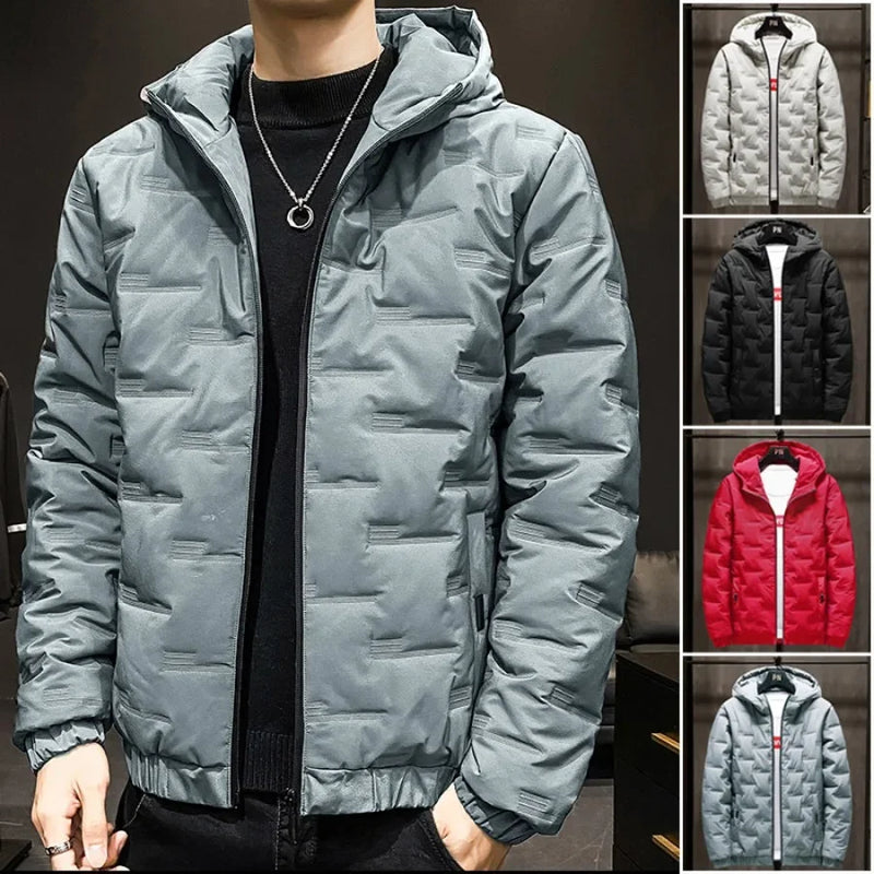 2026 Men's Thicked Down Cotton Jacket New Autumn Winter Warm Hooded Parkas Men Casual Zip Cotton-padded Coat Windproof Outerwear