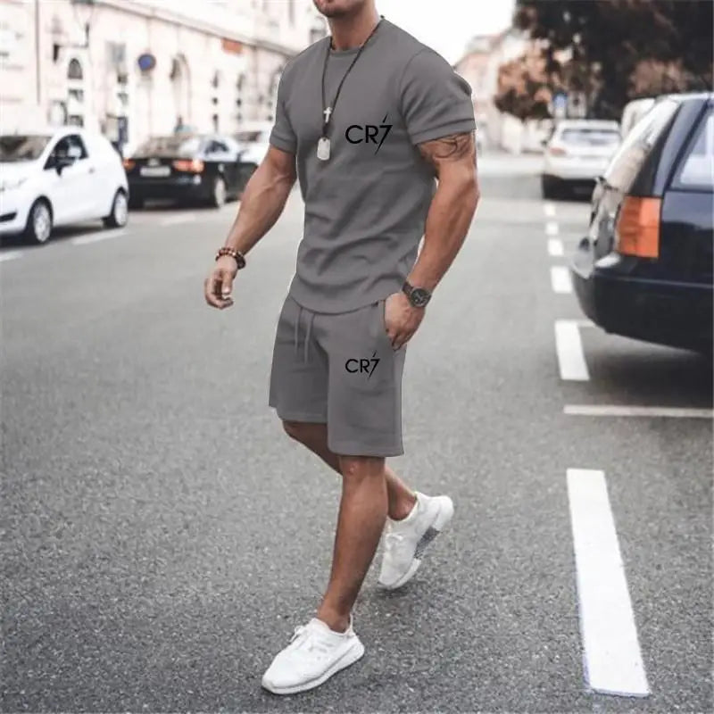 Men's Clothing Summer Suit CR7 Sports Comfortable Breathable Mesh Running Sets Jogging Fitness Tracksuit T - View 2 | SAMAG