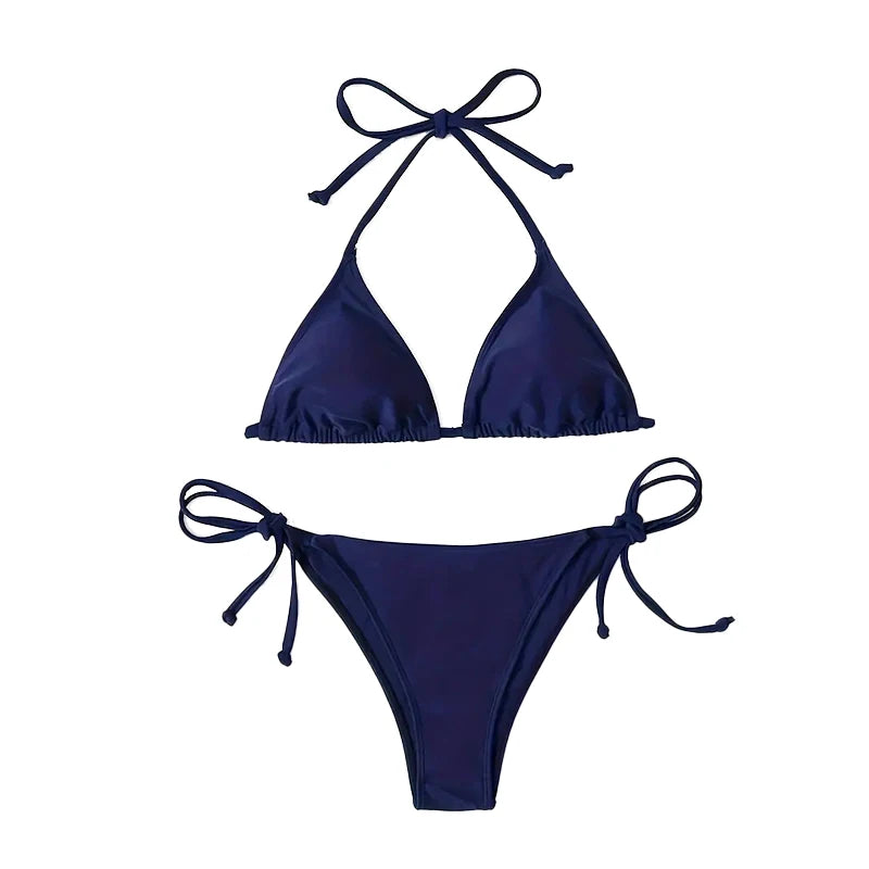 Swimwear Thong Bikini Set Sexy New Navy Blue Swimsuits | SAMAG