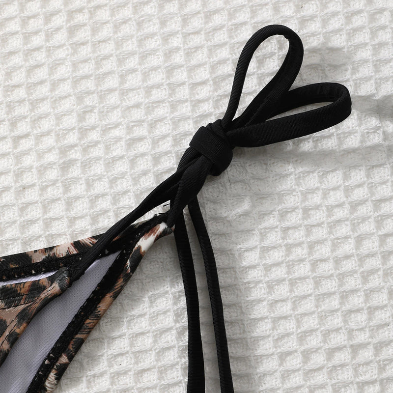 Shencai Zebra Pattern Backless Pleated Bikini Sexy | SAMAG
