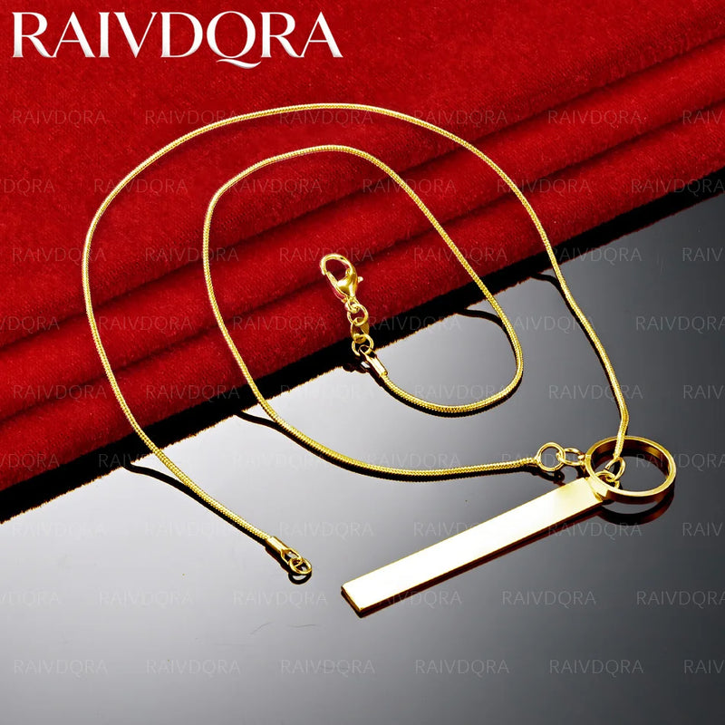 18K Gold Plated 45cm Bar Thin Necklace For Women Men Anniversary Gift Popular Wild Fashion Romantic Jewelry
