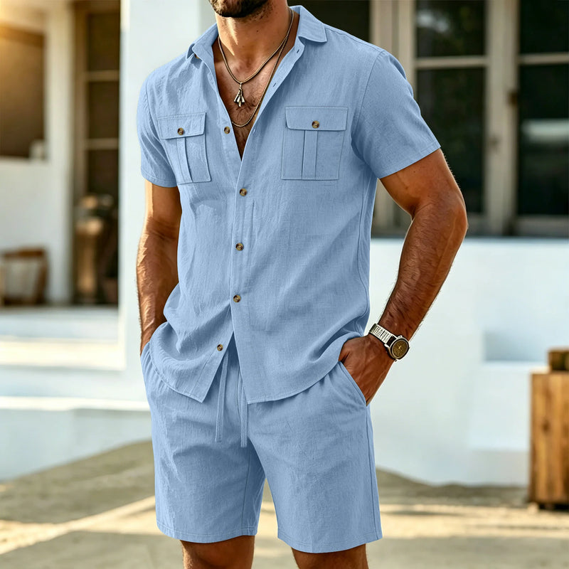 New Summer Men's Linen Outdoor Casual 2-Piece Set | SAMAG