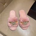 Love Chain Fluffy Women's Slippers Home Fashion Luxury Designer Shoes Woman Autumn Winter Faux Fuzzy Fur Slides Indoor Elegant