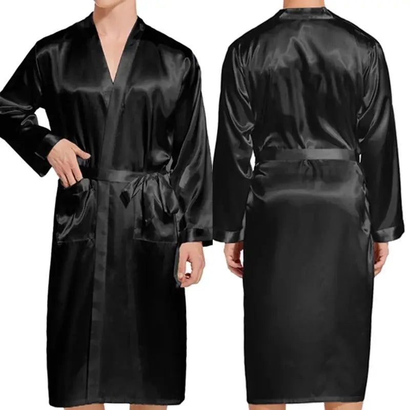 High Quality Men's Robe Pajamas Ice Silk Homewear Spring Summer New Long Sleeve Bathrobe Loungewear Loose Lingerie Sleepwear