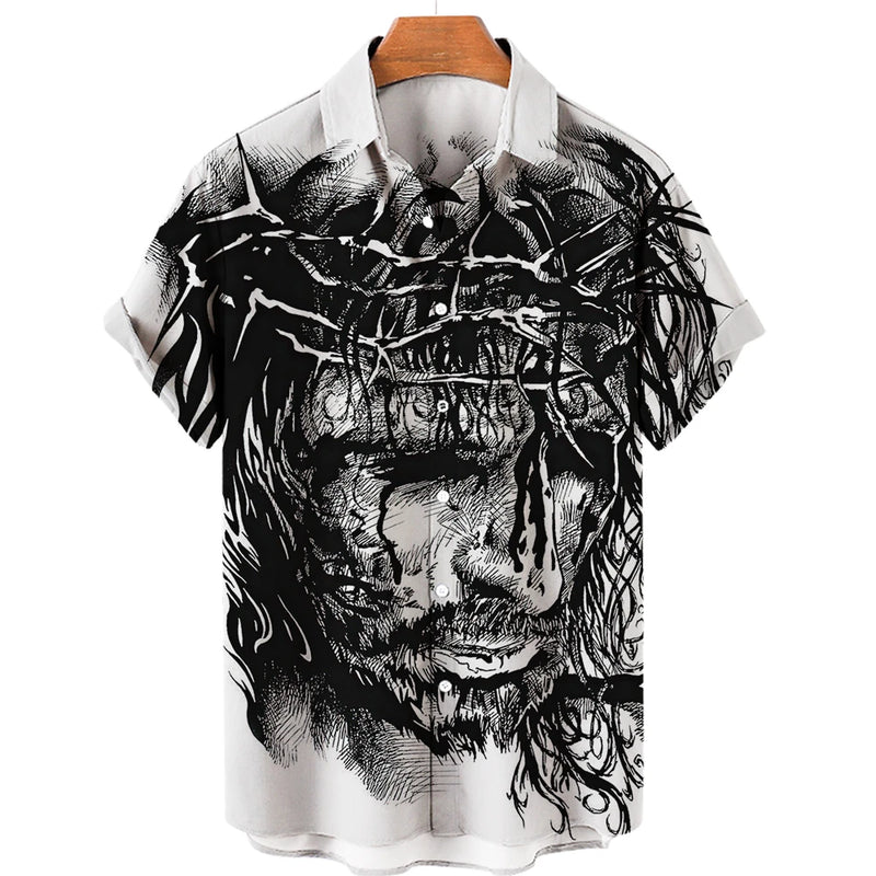 God Jesus Mary Hawaiian Shirts For Men's Crucified | SAMAG