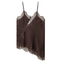 HXAO Asymmetrical Slip Top Women Summer 2025 Y2K Tanks & Camis Lace Black Off Shoulder Top Elegant Sleeveless Backless Camisole
