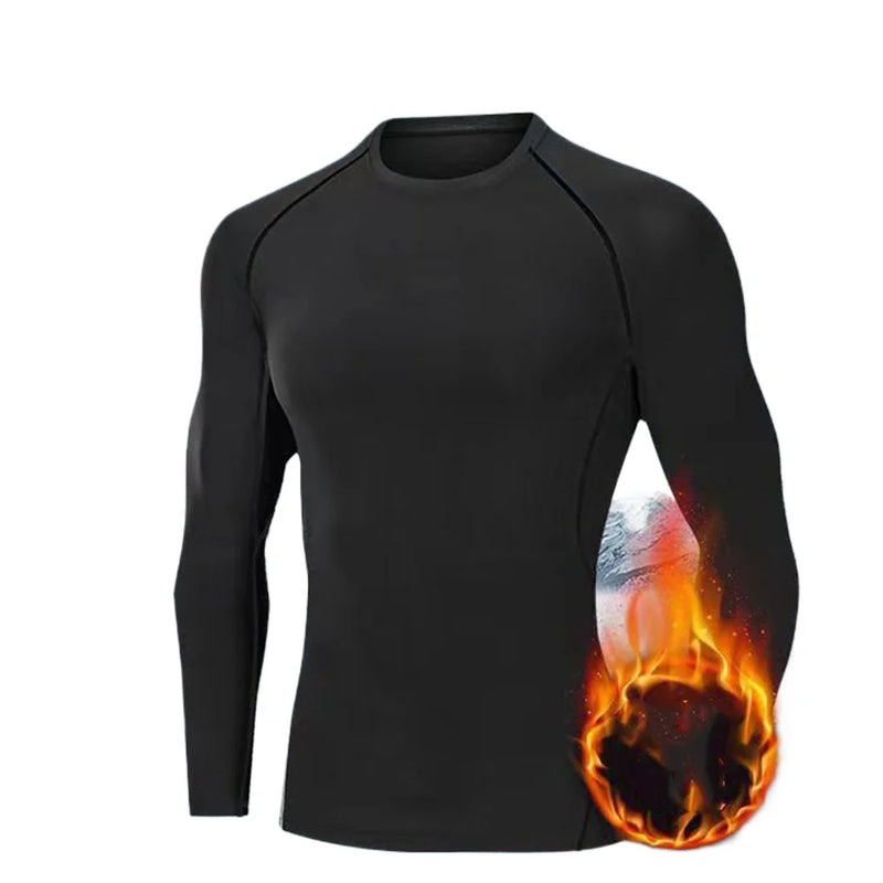Winter Men Thermal Underwear Set Mens Fleece Lined Warm Undershirts Long Johns Compression Tights Fitness Sports Tracksuit Set