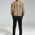 Nerazzurri Autumn Short Handsome Cool Colorful Snakeskin Print Pu Leather Jacket Men Luxury European Style Clothes 2023 EU Size