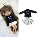 For Blythe Doll Outfit Clothing Princess Lace Maid Skirt Set Cute Plaid Pants Vintage Dress Clothes OB24 OB22 1/6 Accessories