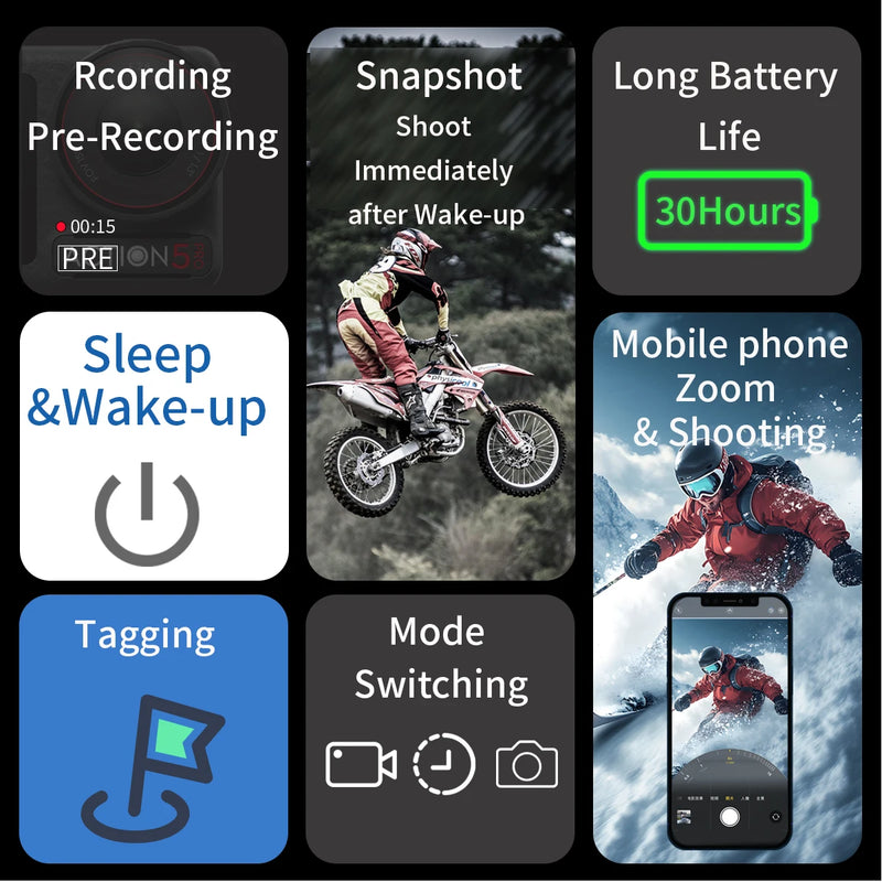 Suitable for DJI Action6 5 Pro/4 Osmo 360 Sports Camera Bluetooth Remote Control DJI Camera Bluetooth Selfie Stick Accessories