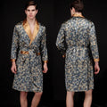 Ice Silk Robe Loose Nightwear Loungewear Male Casual Home Clothes Print Shirt&pants Summer Autumn New Bathrobe with Pocket