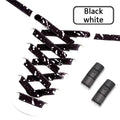 No Tie Shoelaces for Sneakers Colorful Press Metal Lock Shoelace Splashing Ink Print Flat Elastic Laces Without Ties Shoe Laces