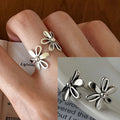 VENTFILLE 925 Sterling Silver Ring for Women Girl Gift Retro Open Trend Unique Design Geometric Asymmetric Jewelry Dropship