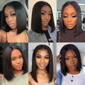 8-14inch 13x4 Bob Wig Human Hair 220% Density Straight HD Lace Front Wigs Human Hair Pre Plucked Invisible Knots Straight Lace Front Bob Wigs for Women
