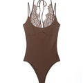 Ladies Sexy Slim Bodysuits Women Chic Lace Partwork Sleeveless Fashion Backless Sling Tops Newest Casual Playsuit Outfits Female