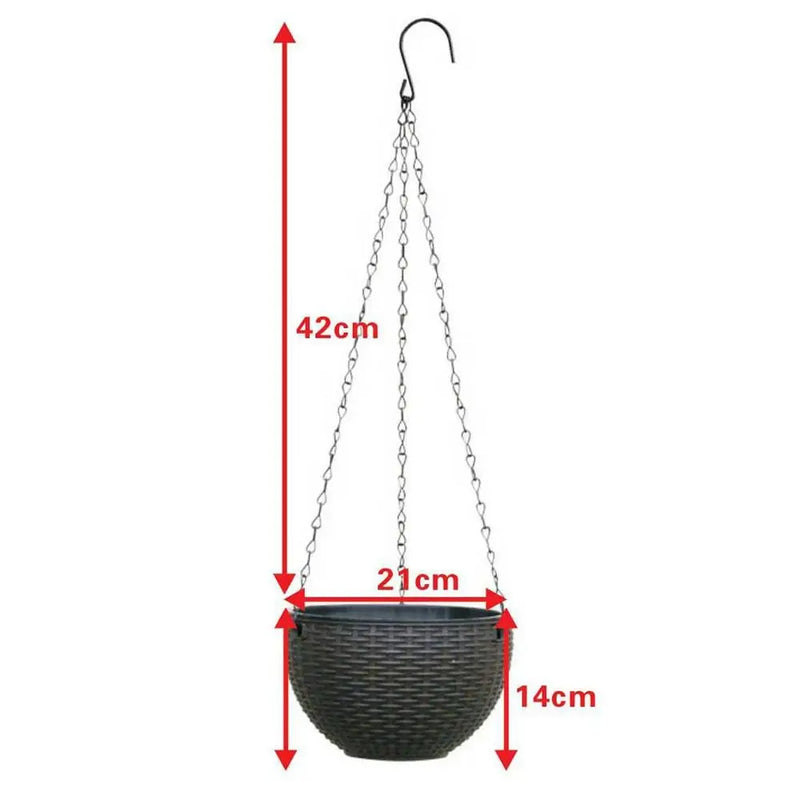Garden Decoration Plastic Woven Plaited Baskets with Chain Home Decor Houseplant Flowerpot Round Hanging Flower Pots Balcony