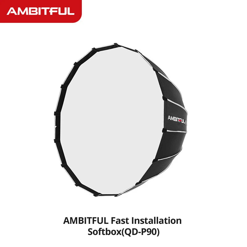 AMBITFUL P70 P90 P120 Bowens Mount Parabolic Deep Softbox with Quick Release Grid