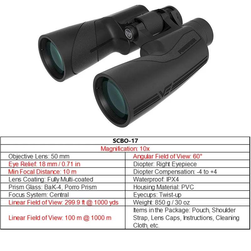 Pre-sale Vector Optics 12X50 Binocular Profesional Zoom Bak-4 Telescope Entry Level & Best Choice for Hunting Outdoor