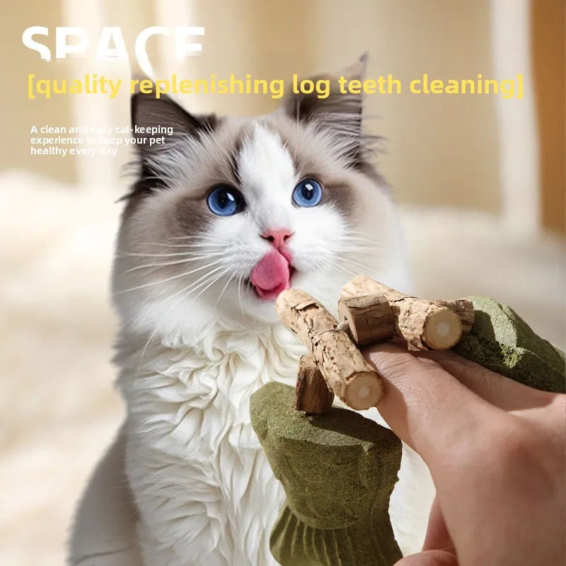 Cat Toy Fish Bone Shape Silvervine Stick Natural Wooden Chew Toy for Kitten Teething Interactive Play