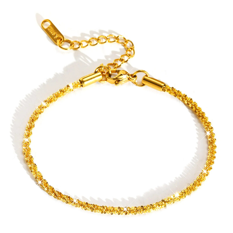 Goxygen Dainty Silver Color Stackable Bracelet Stainless Steel Beads Thin Chain for Women Men Jewelry Sets Gifts