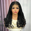 Knotless Box Braided Wig with Wavy Ends Synthetic Lace Frontal 1B-30 Dark Ombre Braided Lace Wig with Baby Hair for Black Women