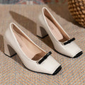 Spring Fashion New Style Square Toe Pumps Elegant Shallow Mouth High Heels Square Toe Color Matching Comfortable Women's Shoes