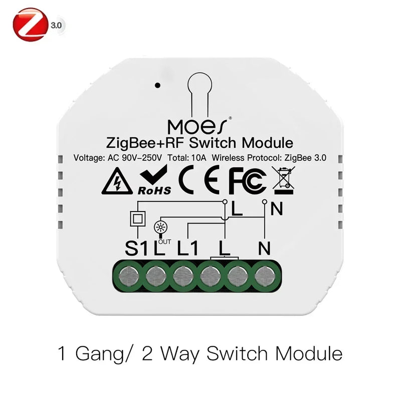 MOES Tuya Smart ZigBee WiFi Switch Module Dimmer Curtain Switch Smart Life App Remote Control Alexa Google Home Voice Control