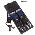 Men's Casual Fashion Leather Suspenders Adjustable High Quality Belt Strap Braces with 6 Clips