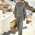 Women 2 Piece Outfit Set Hooded Cape Poncho Top & Wide Leg Pants Loose Loungewear Set Casual Ladies Tracksuit Suit Autumn New