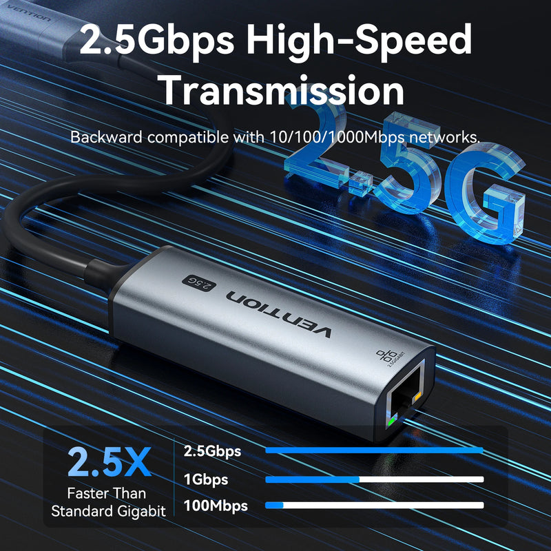 Vention USB A C 2.5G Ethernet Adapter 3.0 2500/1000 Mbps Network Card for MacBook iPad Lan RJ45 for PC - Visuel 2 | SAMAG