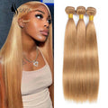#27 Straight Human Hair Bundles 1/3/4 Pcs Bundles 10-32 Inch 95g/Bundle Brazilian Honey Blonde Hair Extensions Weave Gold Hair