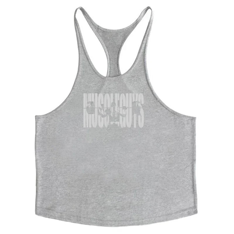 Muscle guys Gyms Tank Top Men Workout Clothing Bodybuilding Stringer Men Vests Cotton Y back Singlets debardeur fitness homme