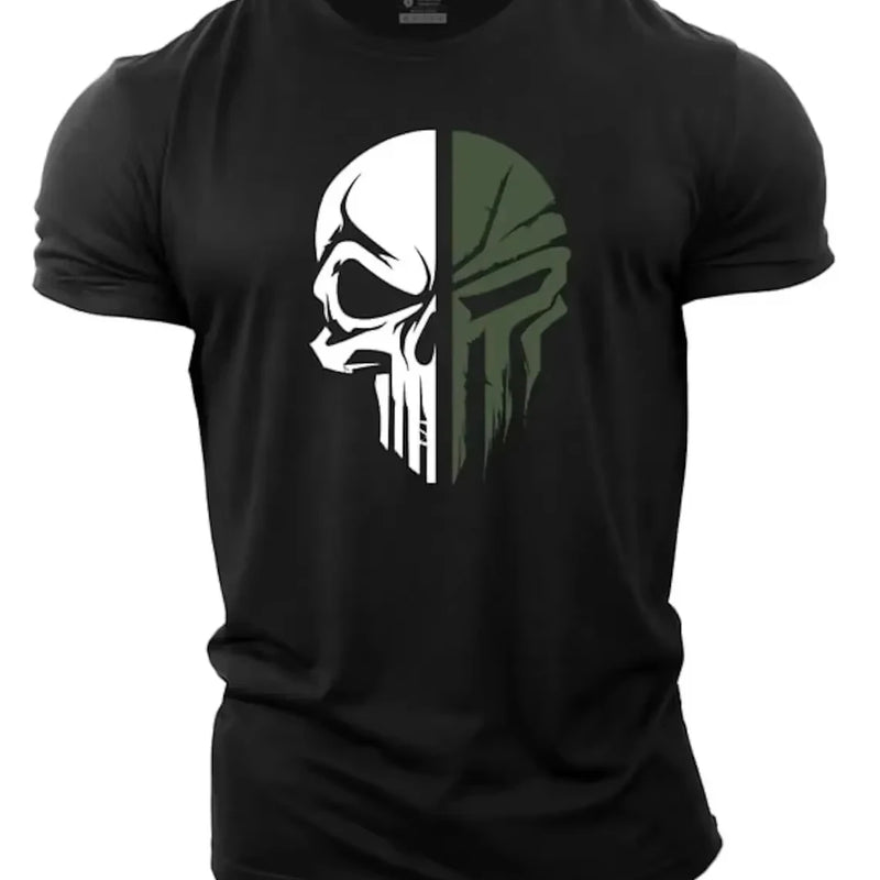 Men's digital printed skull printed T-shirt Fitness top Short sleeve T-shirt quick drying breathable