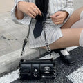 Meet You Y2K Vintage Gothic Black Shoulder Bag for Women Punk Cool Girls Multi-pocket Pu Leather Underarm Bag Trend Tote Bag