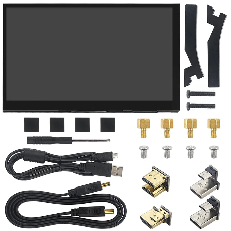7 Inch Portable Display IPS LCD Capacitive Touch Screen 1024x600 Monitor Optional Speakers for Raspberry Pi Laptop PC