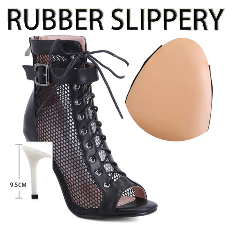 Summer Dance Heels Breathable Mesh 9.5cm 7cm Stable Heel Rubber Sole Suede Sole Customized Salsa Latin Party Team Dance Shoes