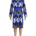 Men's blue and white baroque print bathrobe, light luxury leopard print floral long-sleeved home clothes, casual nightgown