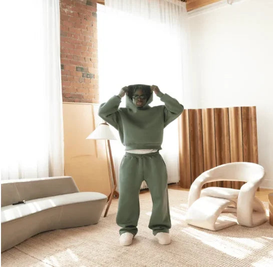 Solid Couple's Hooded Sweatshirt Casual Loose Sweatpants | SAMAG
