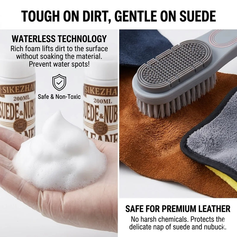 Premium Suede Nubuck Cleaning Kit Waterless Foam Shoe Cleaner Stain Remover Brush Care Set for Leather Sneaker UGG Winter Boots