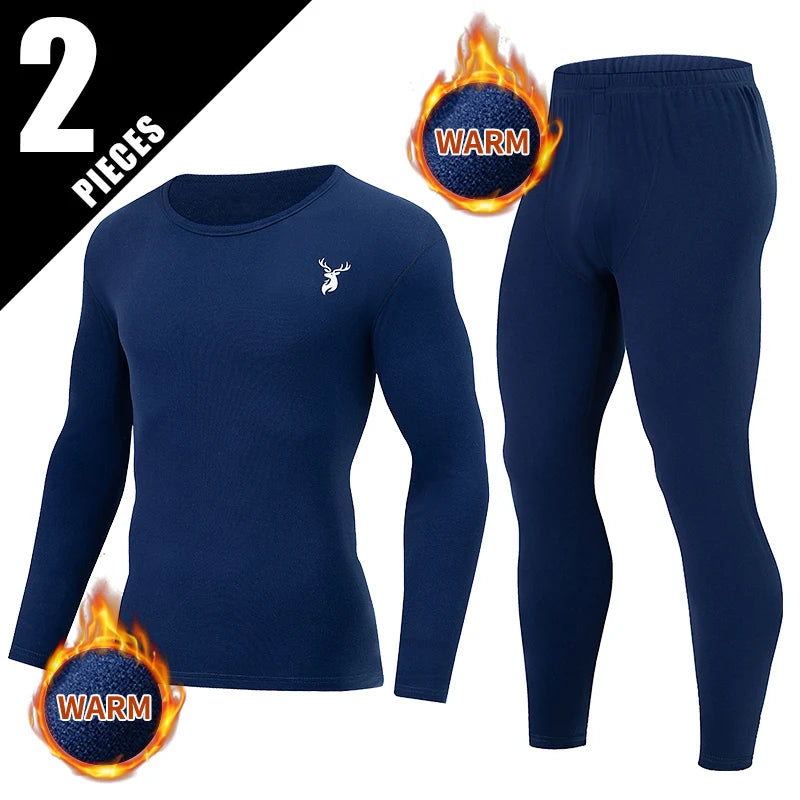 2-Piece Men's Autumn And Winter Warm Suit With Deer Head Print For Youth Sports And Leisure Loose And Comfortable Autumn Clothes