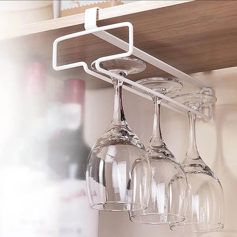 No Drilling Metal Wine Glass Holder - Stemware Rack for Under Cabinet Storage Kitchen Organization - View 3 | SAMAG