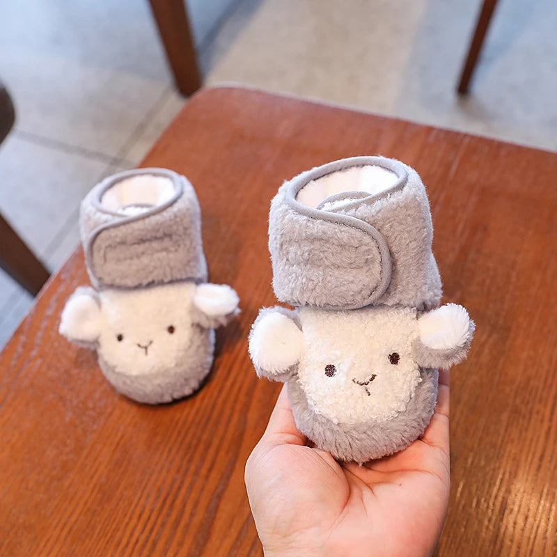 Winter New Cute Cartoon Baby Booties Boy Girl Boots Cotton Soft-Sole Non-Slip Warm Toddler First Walkers Infant Crib Shoes