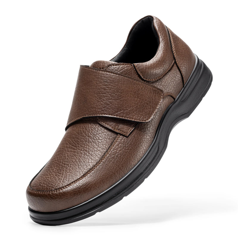 Fitville Men'S Business Leather Shoes Wide Toe Box  Casual Oxford Shoes  Lightweight Non-Slip Water-Repellent For Swollen Feet