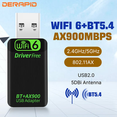 WiFi 6 AX900 Bluetooth 5.4 USB Adapter Wireless Network Card 2.4G&5GHz Wi - Fi Receive For PC/Laptop Win10/11 Driver | SAMAG