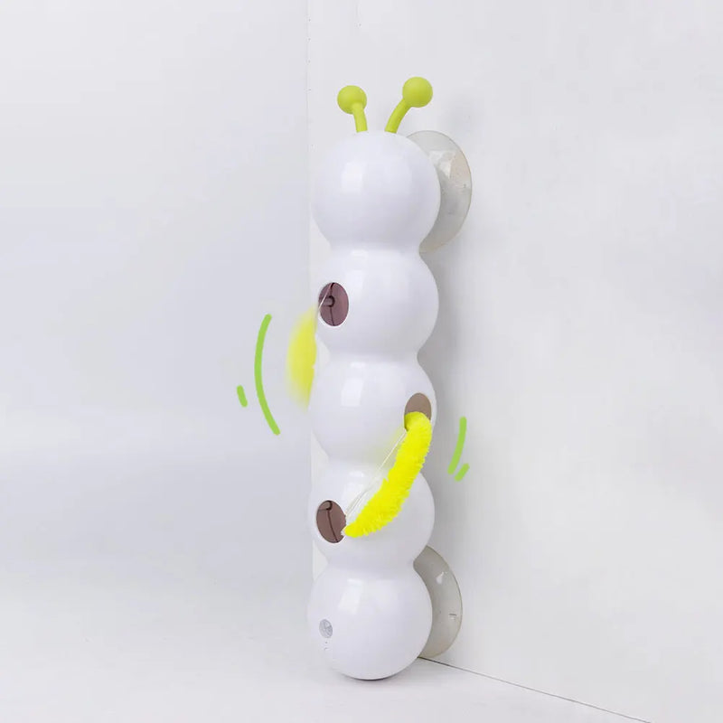 Interactive Caterpillar Cat Toy Motion Activated Teasing Stick with Feather Tail Rechargeable Intelligent Caterpillars Cat Toys