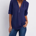 Women Cool Loose Shirt Deep V Neck Chiffon Fashion Blouse - View 8 | SAMAG