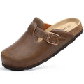 Evshine Fashion Leather Cork Clogs For Women Men New Vegan Slip On Potato Shoes Comfy Cork Footbed Lady Clogs with Arch Support